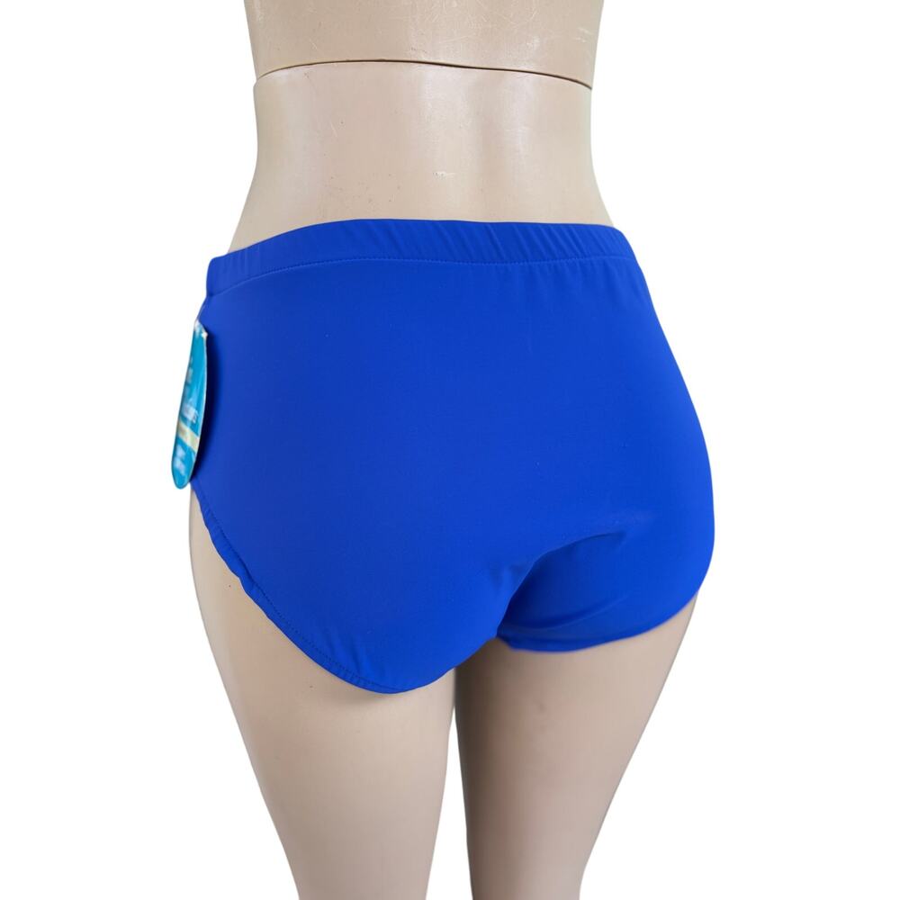 Swim Solutions Tummy Control Women's High Waist Swim Brief Bottom Sz 16 Blue